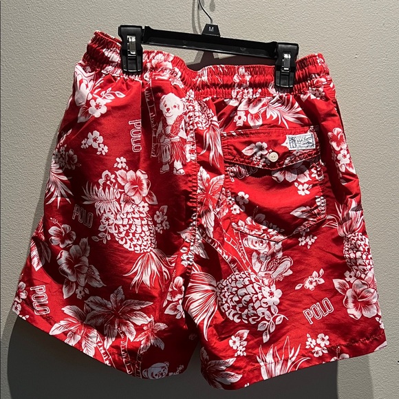 Polo by Ralph Lauren Red Tropical Men's Swim Trunks - Picture 3 of 5